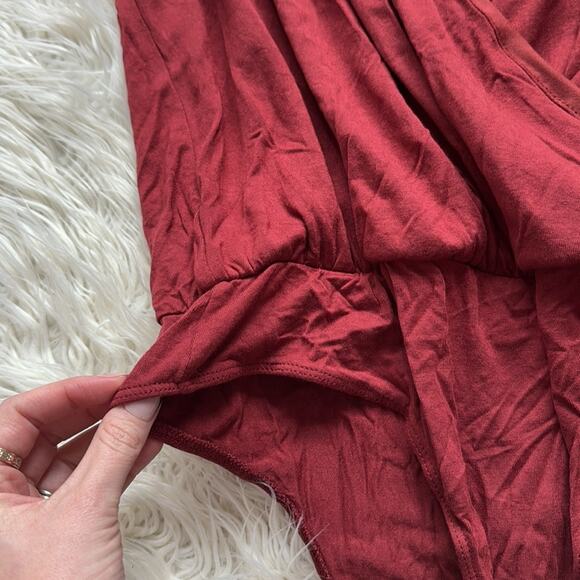 Lulus Red Wrap Bodysuit Short Sleeve - Picture 5 of 7